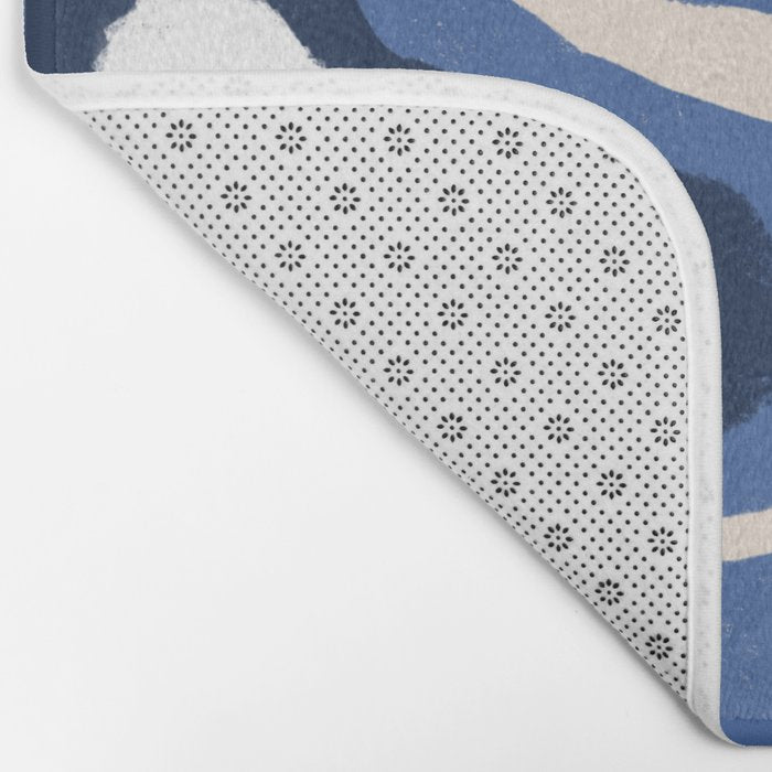 Modern Blue White Stains Bath Mat Gallery Image 2
