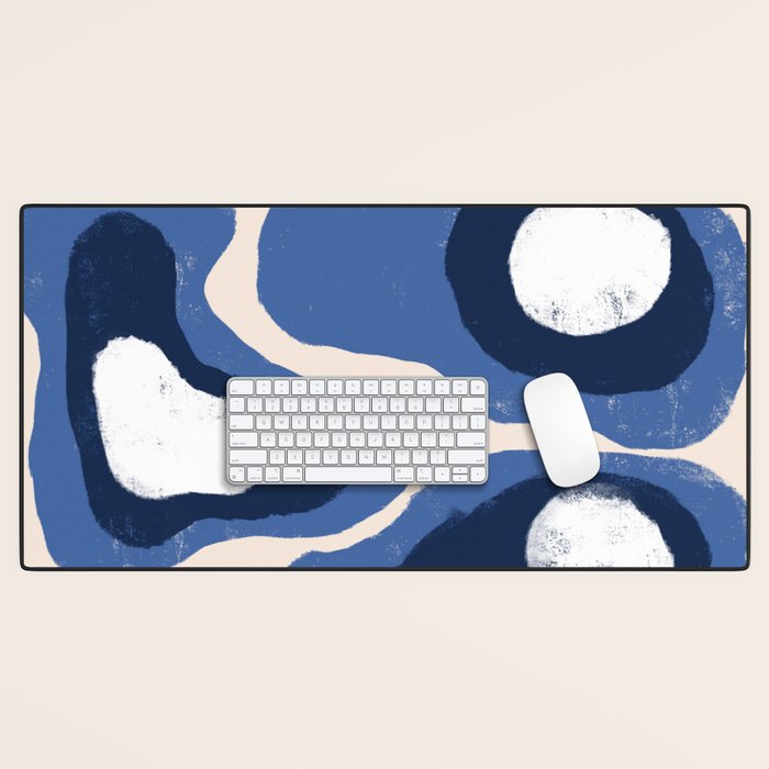 Modern Blue White Stains Desk Mat Gallery Image 1