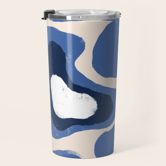 Modern Blue White Stains Travel Mug Gallery Image 3