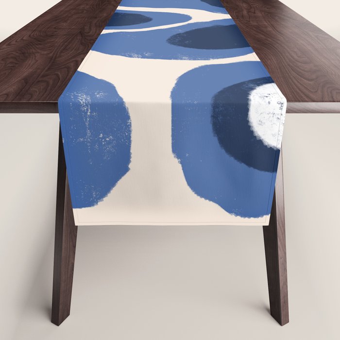 Modern Blue White Stains Table Runner Gallery Image 1