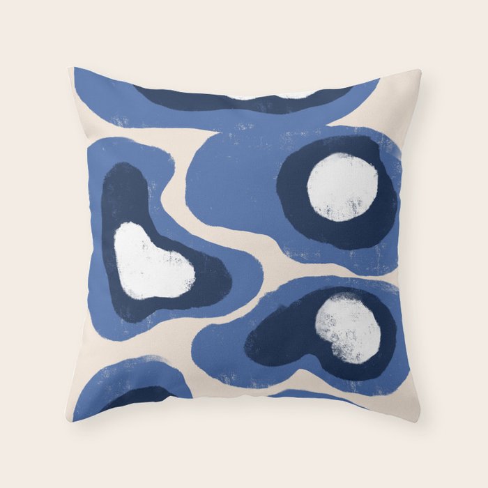 Modern Blue White Stains Throw Pillow Gallery Image 6