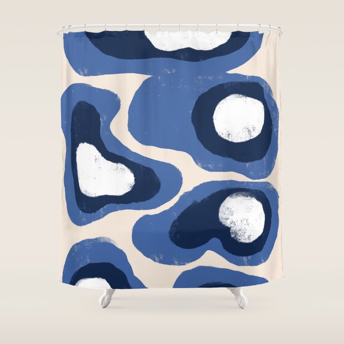 Modern Blue White Stains Shower Curtain Gallery Image 1