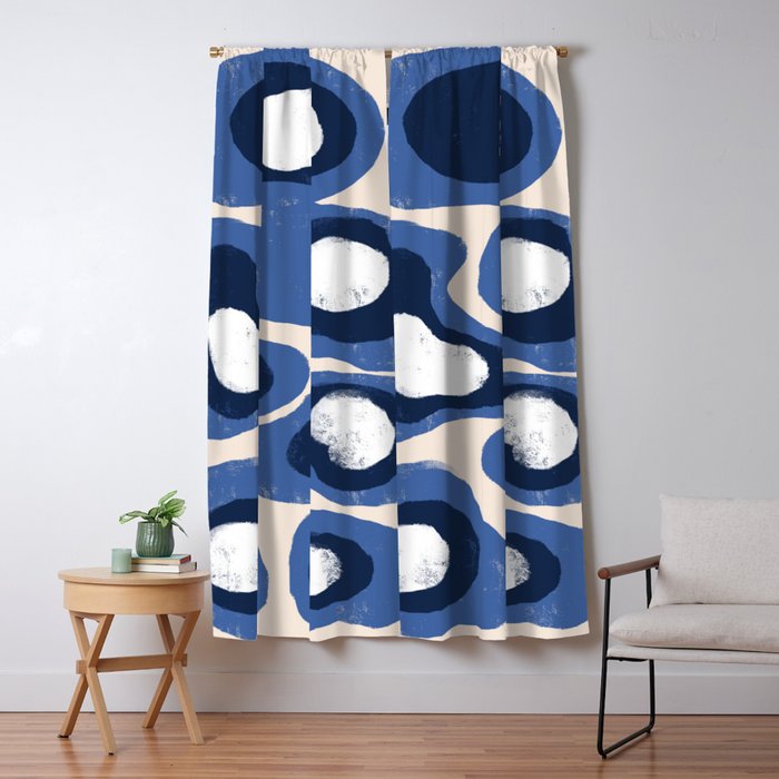 Modern Blue White Stains Window Curtain Gallery Image 5