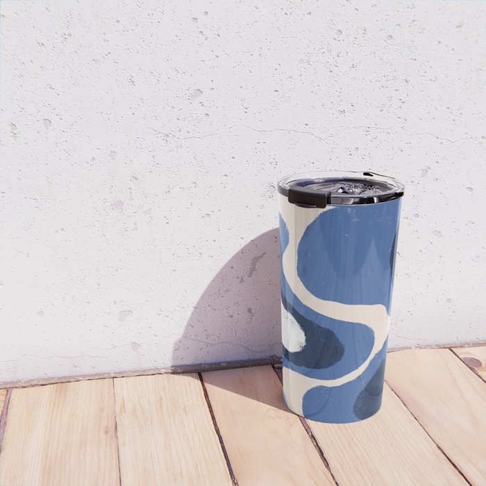 Modern Blue White Stains Travel Mug Gallery Image 4
