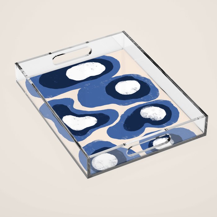 Modern Blue White Stains Acrylic Tray Gallery Image 1