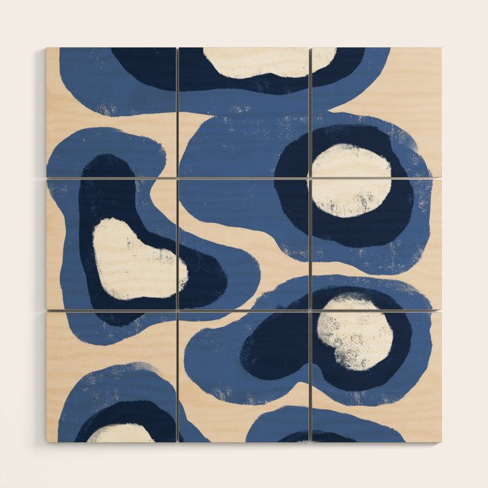 Modern Blue White Stains Wood Wall Art Gallery Image 1