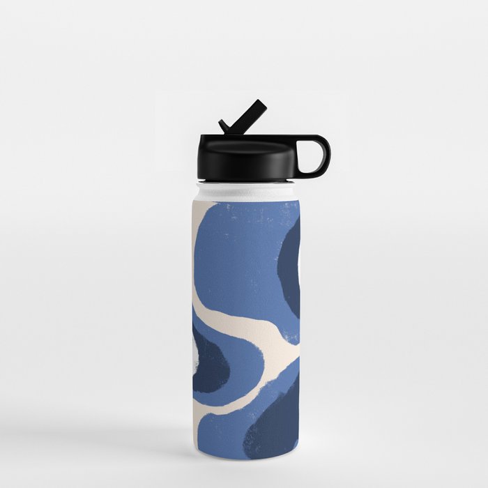 Modern Blue White Stains Water Bottle Gallery Image 1