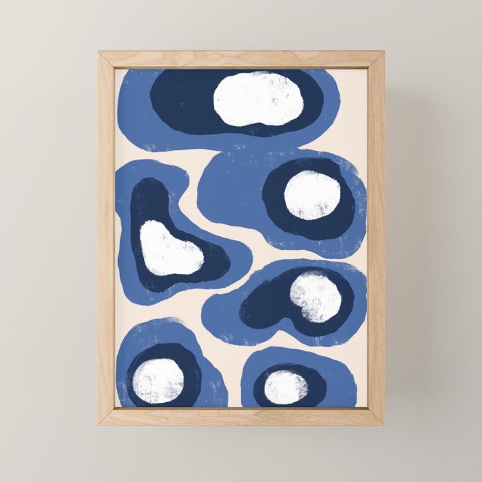 Modern Blue White Stains Mini Art Print Gallery Image 1