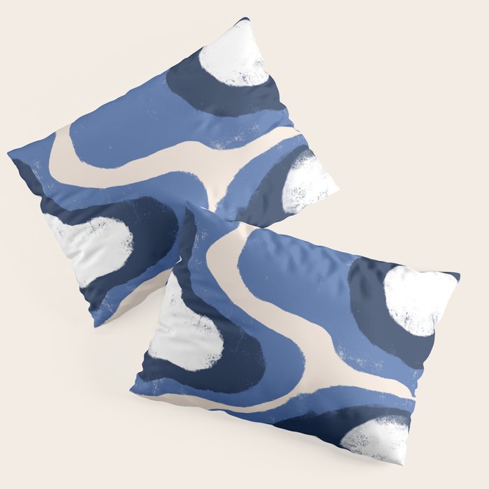 Modern Blue White Stains Pillow Sham Gallery Image 1