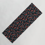 Strawberries - red and slate on black Yoga Mat Gallery Image 1