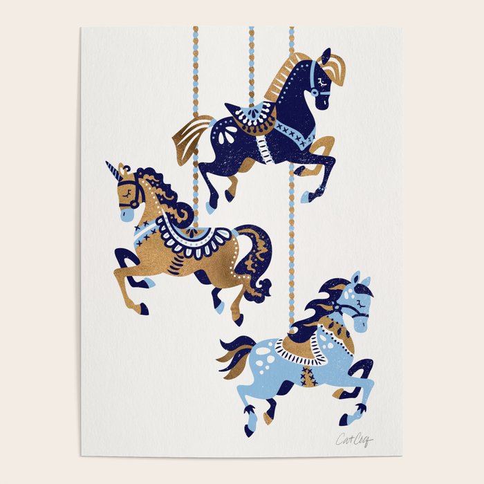 Carousel Horses - Copper & Blue Poster Gallery Image 4