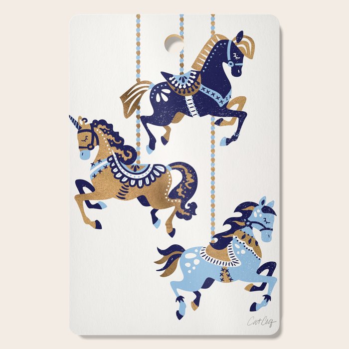 Carousel Horses - Copper & Blue Cutting Board Gallery Image 1
