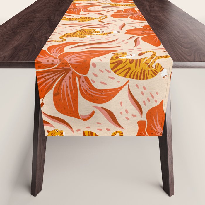 Tigers & Tiger Lilies - Retro Table Runner Gallery Image 1