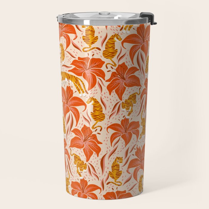 Tigers & Tiger Lilies - Retro Travel Mug Gallery Image 2
