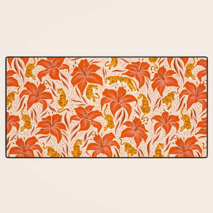 Tigers & Tiger Lilies - Retro Desk Mat Gallery Image 3