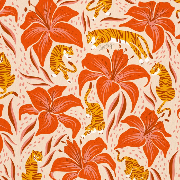 Tigers & Tiger Lilies - Retro Coffee Mug Gallery Image 2