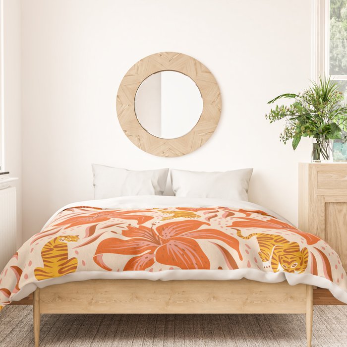 Tigers & Tiger Lilies - Retro Duvet Cover Gallery Image 3