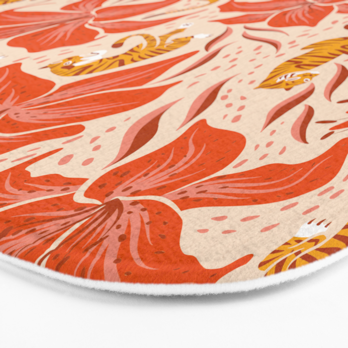 Tigers & Tiger Lilies - Retro Bath Mat Gallery Image 3
