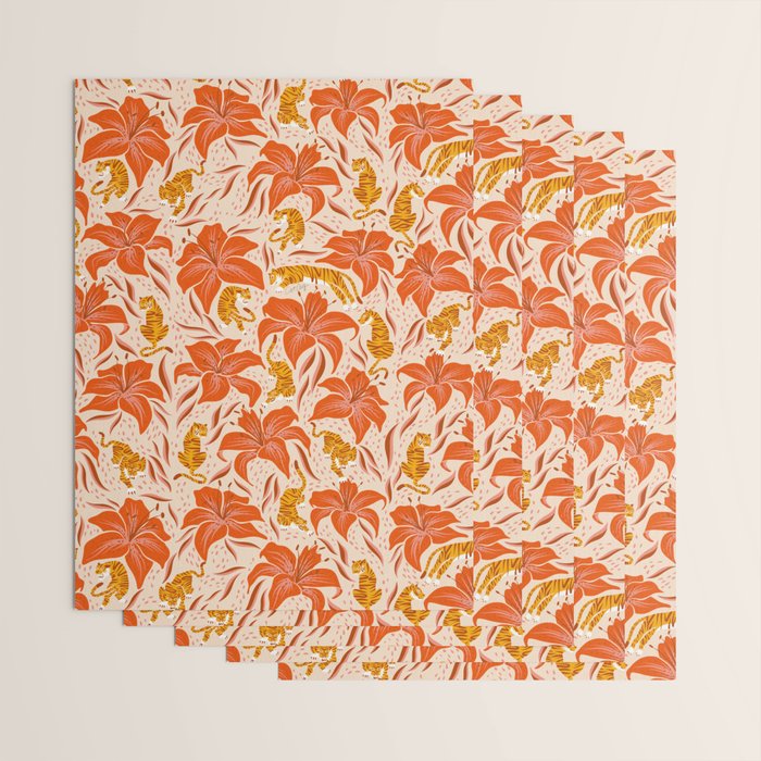 Tigers & Tiger Lilies - Retro Wrapping Paper Gallery Image 3