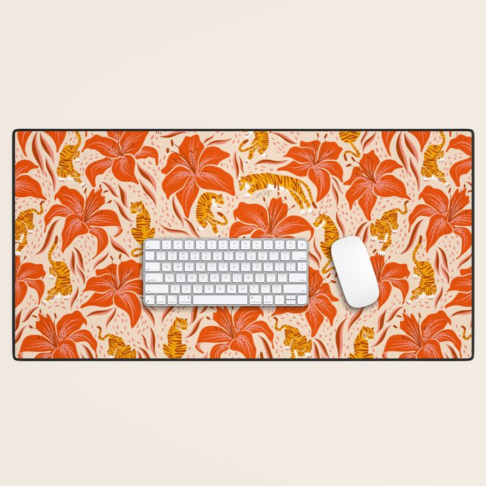 Tigers & Tiger Lilies - Retro Desk Mat Gallery Image 1