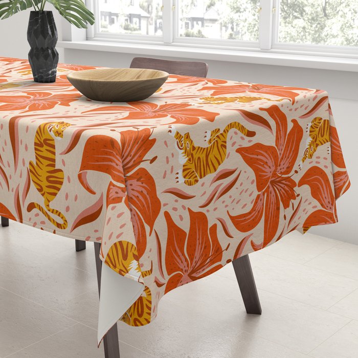 Tigers & Tiger Lilies - Retro Tablecloth Gallery Image 3