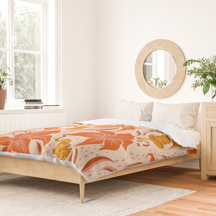 Tigers & Tiger Lilies - Retro Duvet Cover Gallery Image 2
