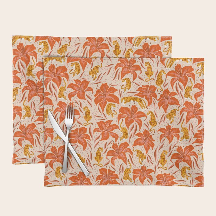 Tigers & Tiger Lilies - Retro Placemat Gallery Image 1