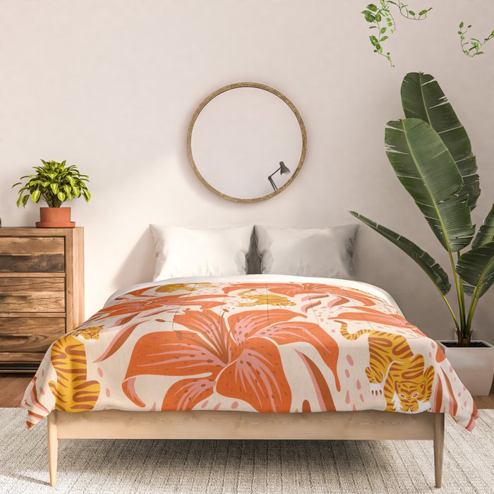 Tigers & Tiger Lilies - Retro Comforter Gallery Image 3