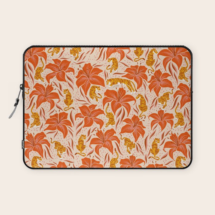 Tigers & Tiger Lilies - Retro Laptop Sleeve Gallery Image 1