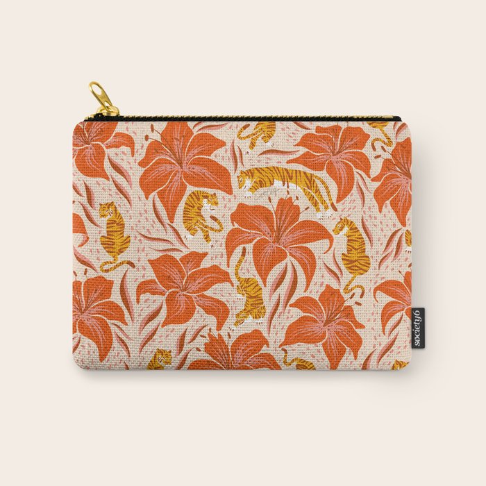 Tigers & Tiger Lilies - Retro Carry All Pouch Gallery Image 1