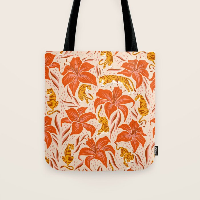 Tigers & Tiger Lilies - Retro Tote Bag Gallery Image 1