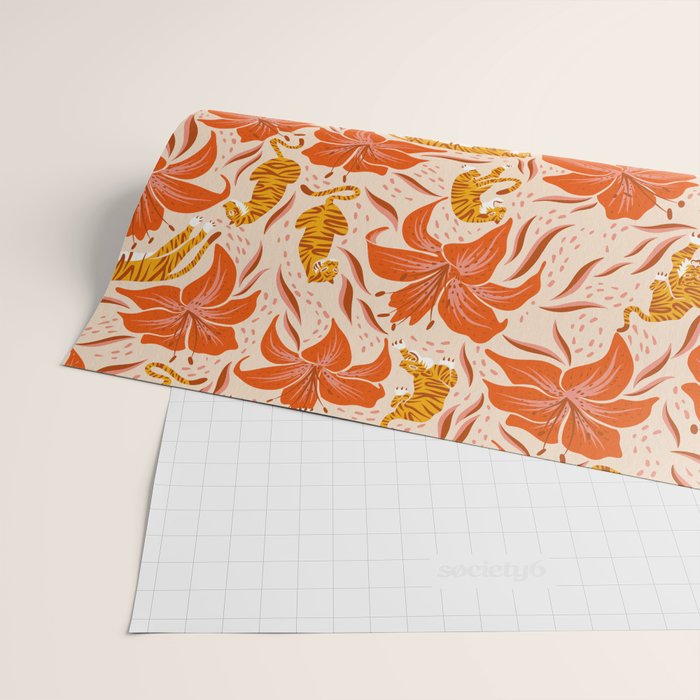 Tigers & Tiger Lilies - Retro Wrapping Paper Gallery Image 2