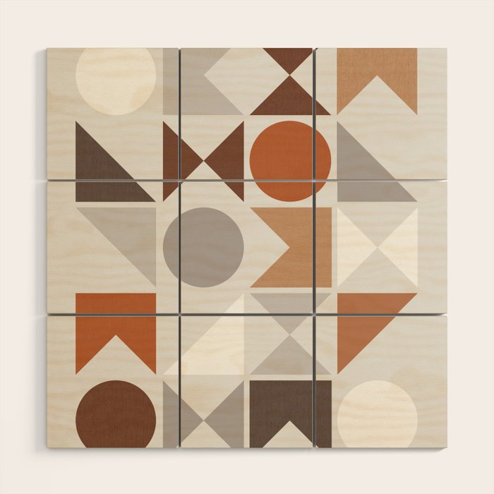 Mid Century Modern Geometric 16 Wood Wall Art Gallery Image 1