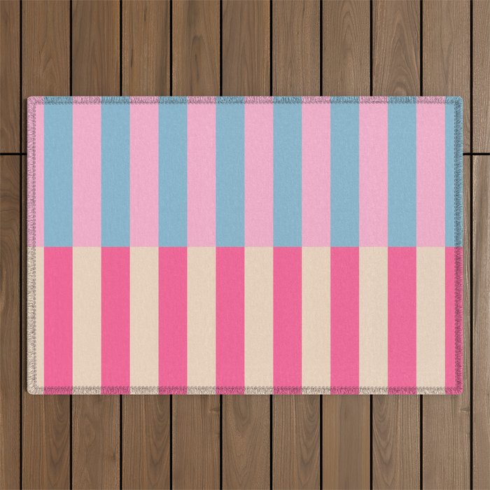 Soft pastel color block Outdoor Rug Gallery Image 1
