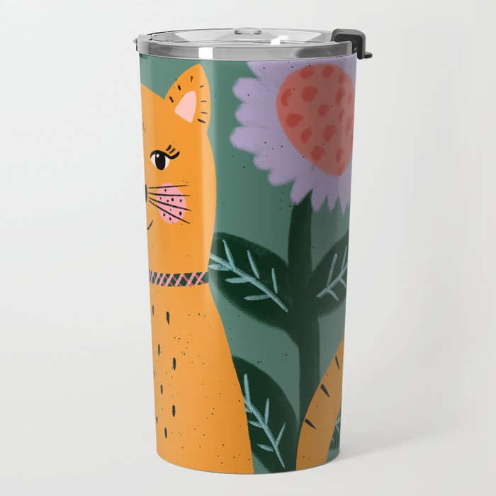 Meow - Cat Illustration Travel Mug Gallery Image 2