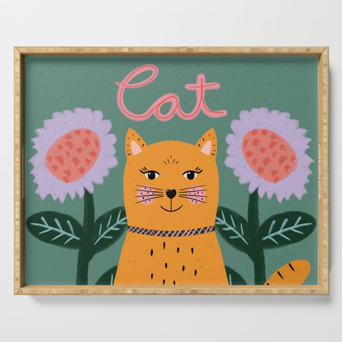 Meow - Cat Illustration Serving Tray Gallery Image 1