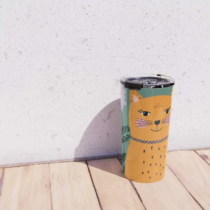 Meow - Cat Illustration Travel Mug Gallery Image 4
