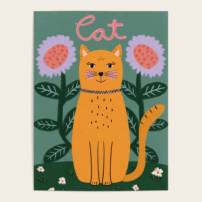 Meow - Cat Illustration Poster Gallery Image 1
