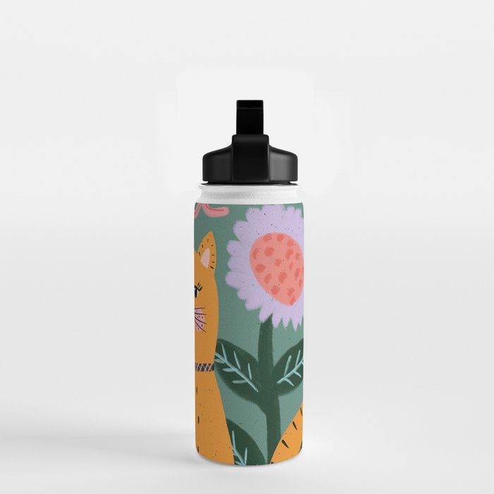 Meow - Cat Illustration Water Bottle Gallery Image 2