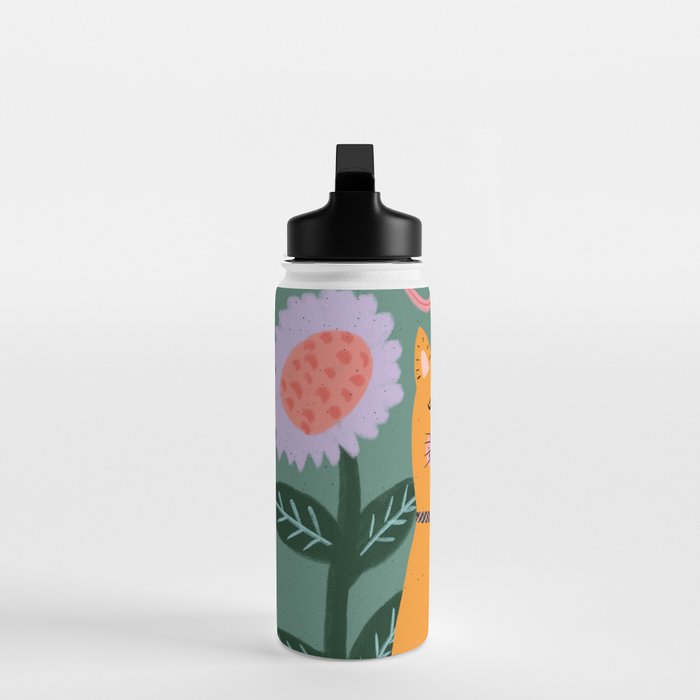 Meow - Cat Illustration Water Bottle Gallery Image 3