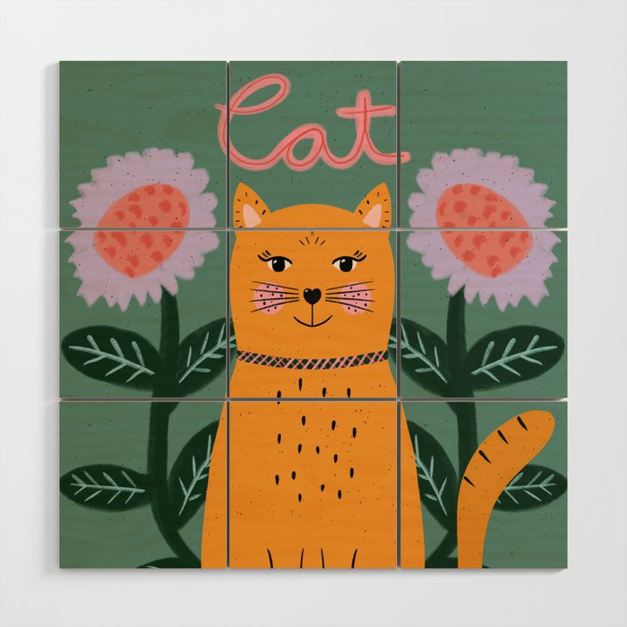 Meow - Cat Illustration Wood Wall Art Gallery Image 1