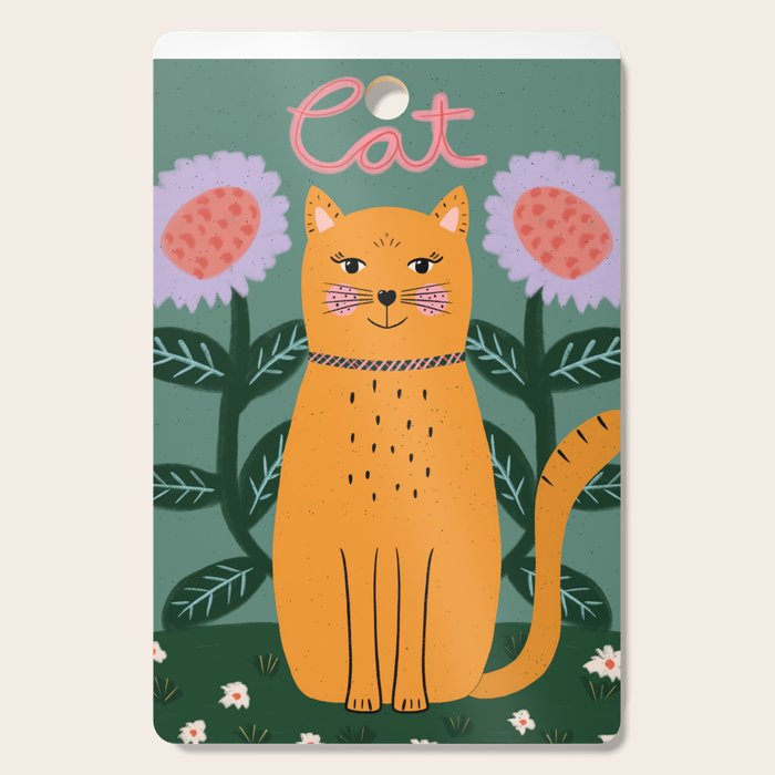 Meow - Cat Illustration Cutting Board Gallery Image 1