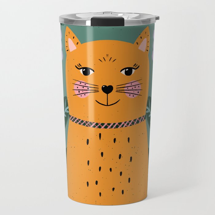 Meow - Cat Illustration Travel Mug Gallery Image 1