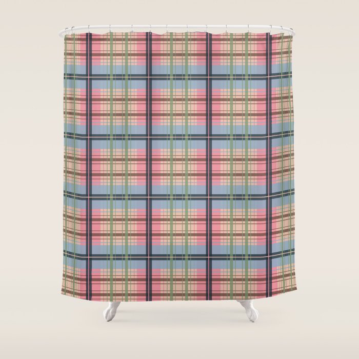 Pastel Tartan Delight Shower Curtain Gallery Image 1