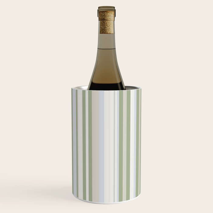 Sage Stripes - Striped Pattern in Sage Green, Almond Beige, Pale Gray, and Cream Wine Chiller Gallery Image 3