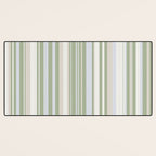Sage Stripes - Striped Pattern in Sage Green, Almond Beige, Pale Gray, and Cream Desk Mat Gallery Image 3