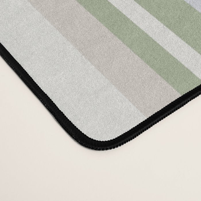 Sage Stripes - Striped Pattern in Sage Green, Almond Beige, Pale Gray, and Cream Desk Mat Gallery Image 4