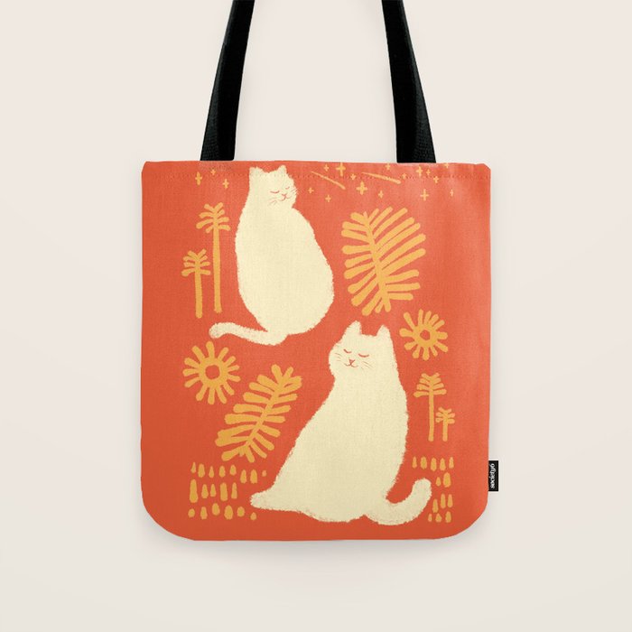Abstraction minimal cat 27red happy go lucky Tote Bag Gallery Image 1