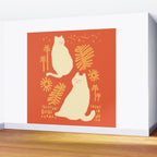Abstraction minimal cat 27red happy go lucky Wall Mural Gallery Image 2