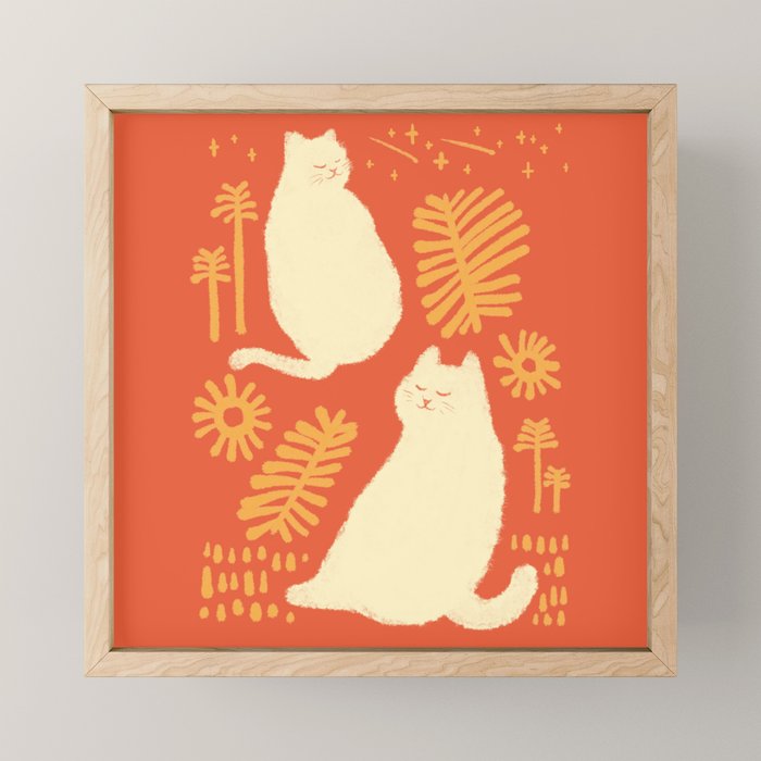 Abstraction minimal cat 27red happy go lucky Mini Art Print Gallery Image 1